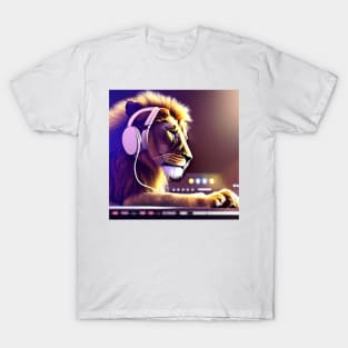 Dj Lion Wearing a Pair Of Headphones T-Shirt